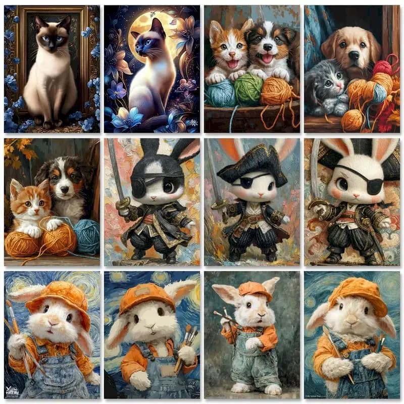GATYZTORY Acrylic Paint By Number Animals For Adults Hand Painted Canvas Painting Craft Kits DIY Pictures By Numbers Home Decor