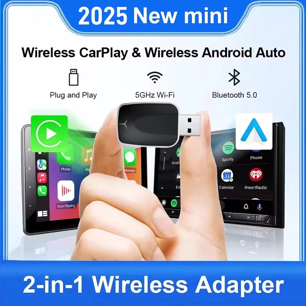 Wireless Carplay Adapter Android Car 2in 1 Smart Dongle 2025 5G WIFI For iPhone Android Phone for Volvo Benz Mg Kia Chery VW