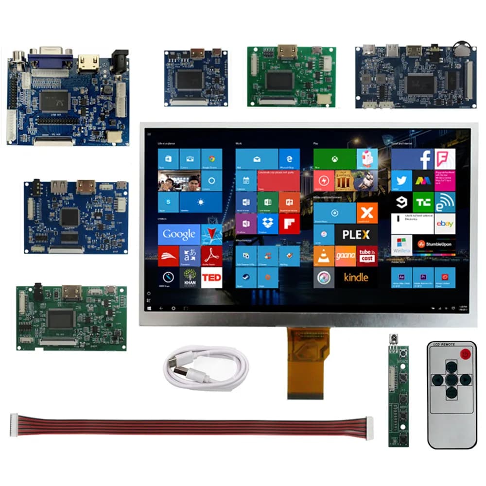 Schermo LCD HD da 10,1 Pollici con Scheda di Controllo HDMI Compatibile per Raspberry Pi Banana/Orange Pi PC, Monitor Portatile Fai-da-Te