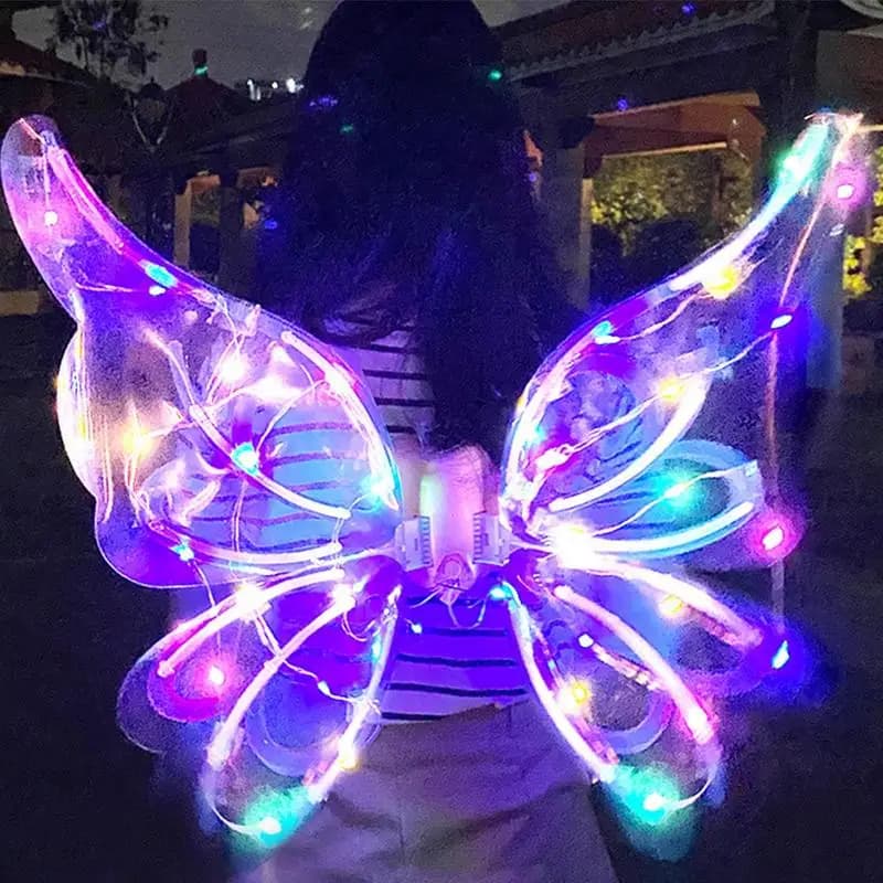 Ali di farfalla elettriche illuminate Ali di fata luminose Costume da principessa Costume da Halloween per bambini Animali domestici