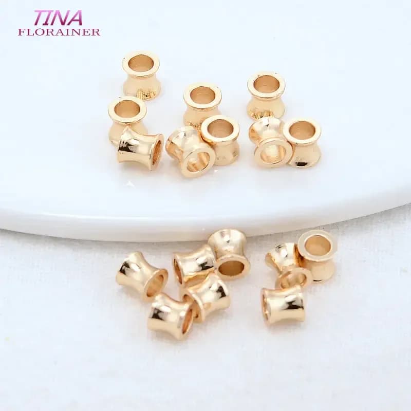 20 pz 4.2*4.7MM 14K colore oro ottone grandi fori perline cilindriche distanziatore perline braccialetto accessori gioielli fai da te di alta qualità