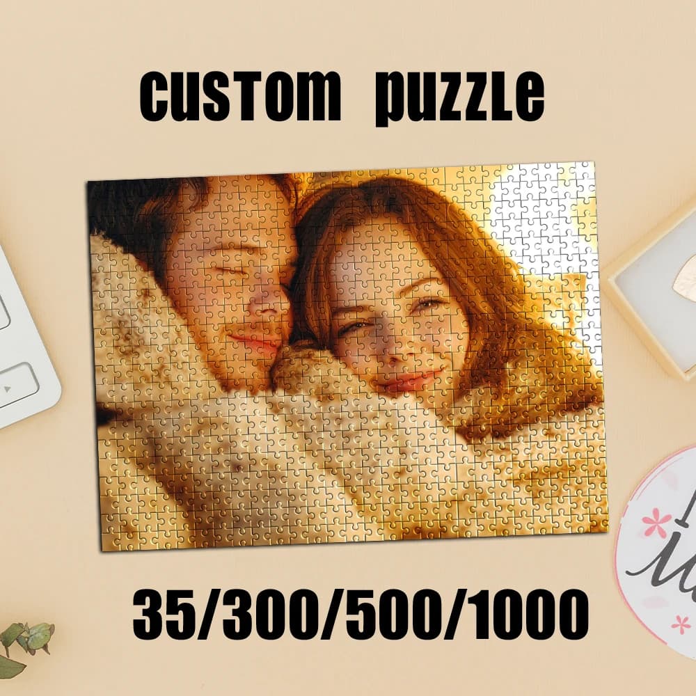 Puzzle Personalizzato con Foto 35/300/500/1000 Pezzi, Servizio di Personalizzazione per Coppie, Puzzle Fai-da-Te Artigianale, Arte Murale Fotografica