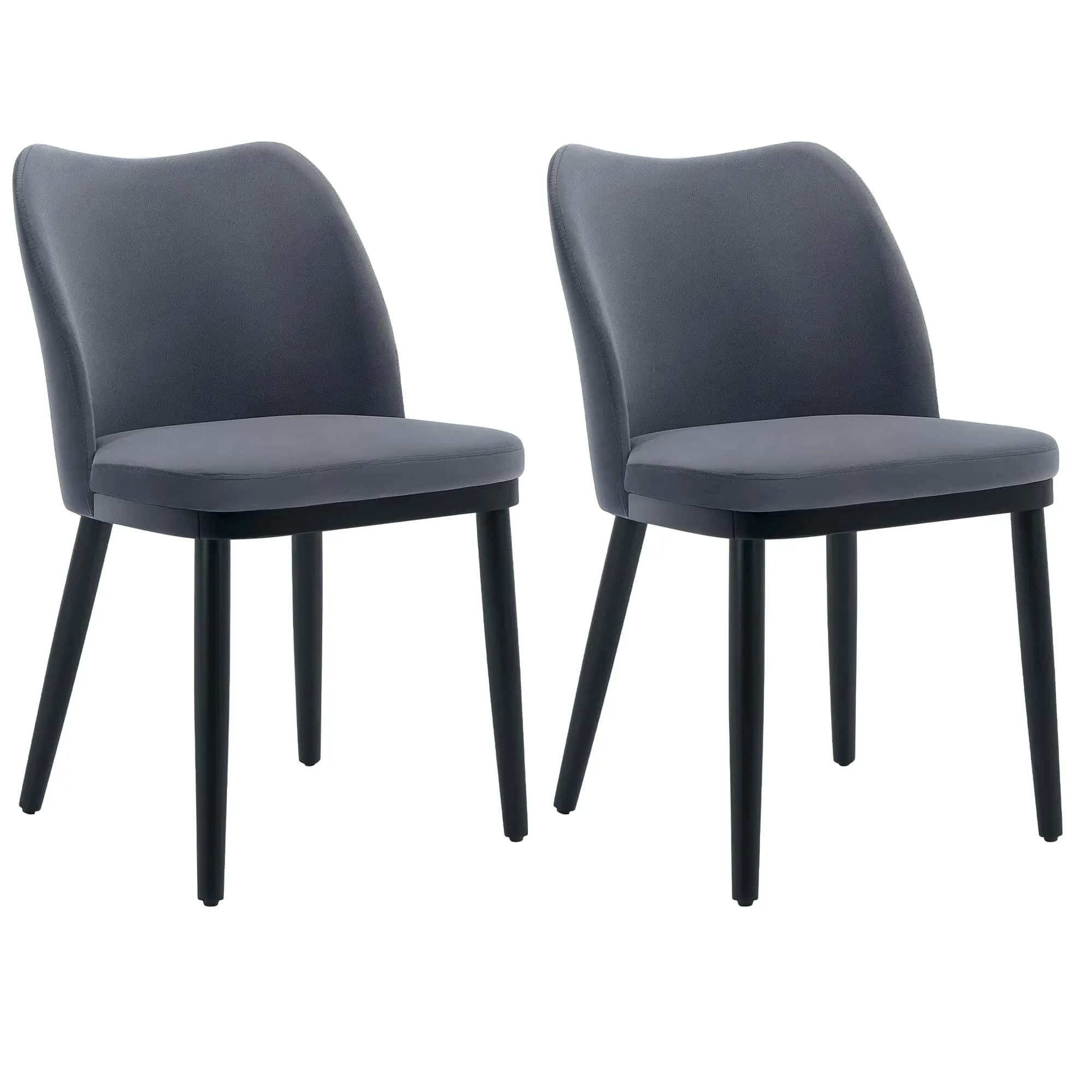2 sedie da pranzo: sedie laterali per sala da pranzo imbottite in velluto, sedia per sala da pranzo con sedile imbottito e gambe in legno - Sala da pranzo moderna