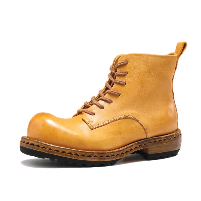 Stivaletti da uomo fatti a mano Stivali da lavoro da escursionismo all'aperto vintage in vera pelle Stivali da moto antiscivolo resistenti all'usura Scarpe antinfortunistiche
