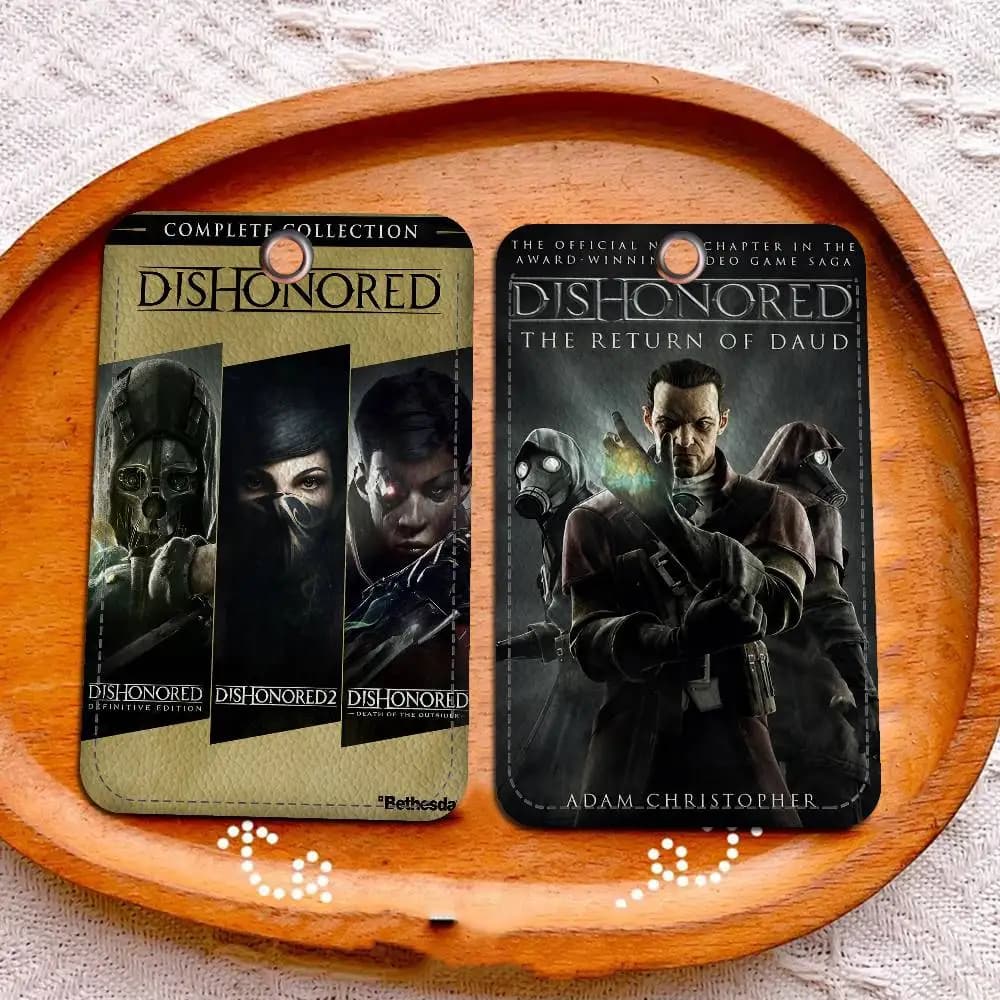 Portachiavi rettangolare per carte del gioco D-Dishonored 2, porta badge, porta carte di credito, porta tessere studentesche, custodia per carte dell'autobus