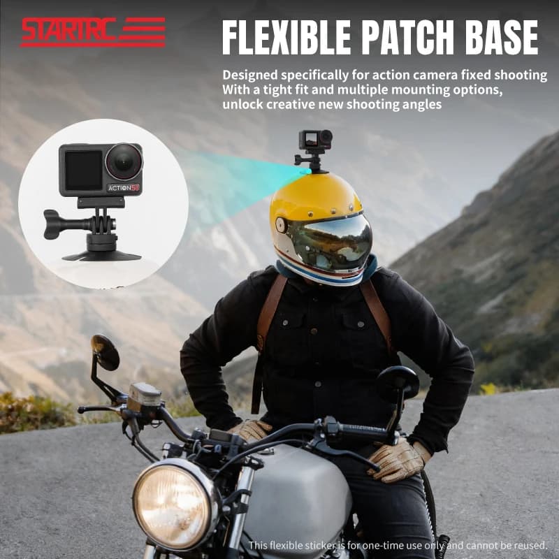 Supporto Adesivo Flessibile per Casco per DJI Osmo Action 6 5 Pro 4 Nano, Insta360 X5/X4 GO Ultra Action Camera, Snowboard, Tavola da Surf