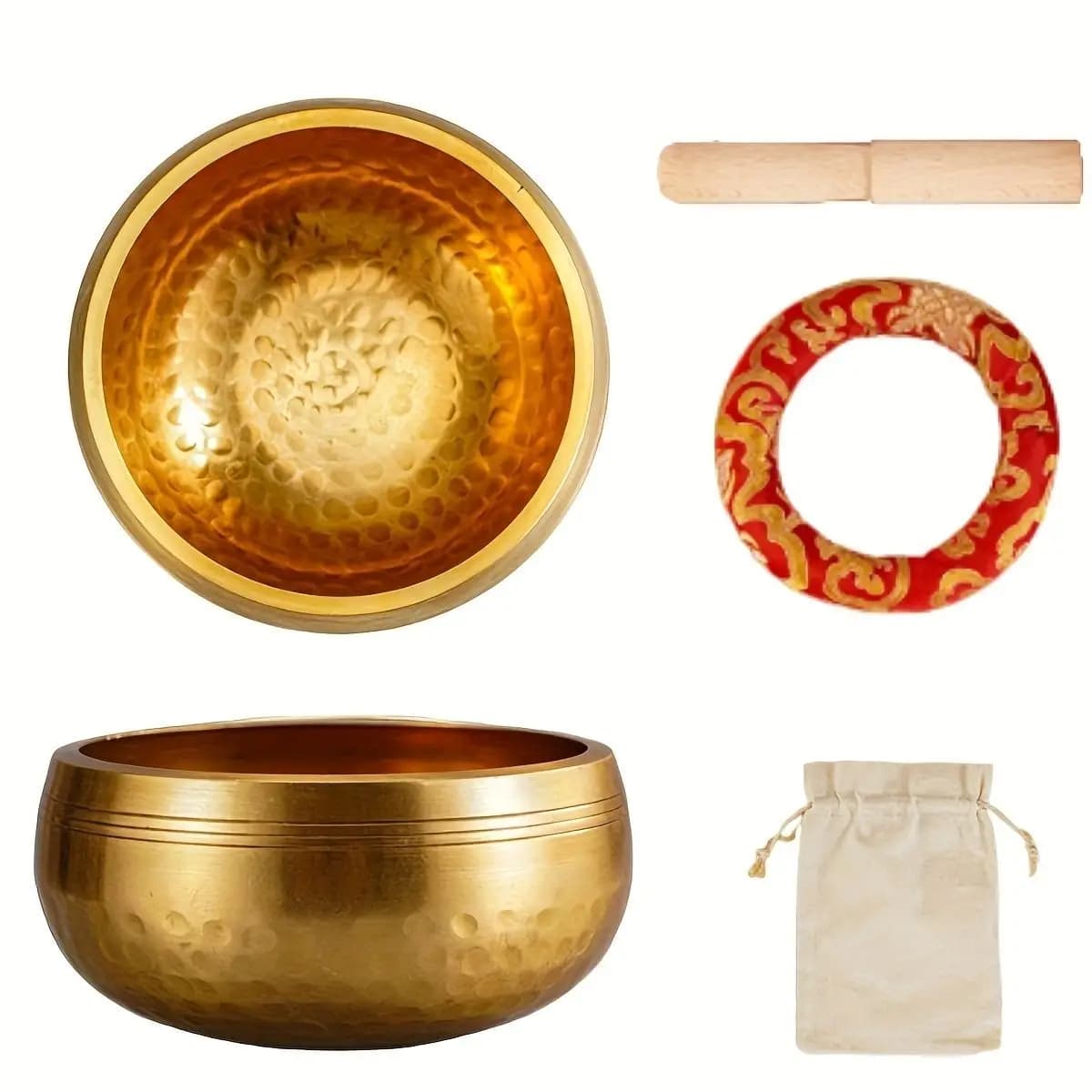 Tibetan Singing Bowl Set Meditation and Stress Relief Zen Decor Handcrafted Singing Bowl Easy for Beginners to Use