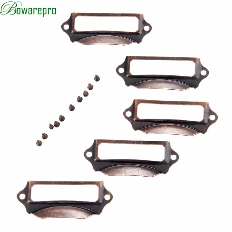 Bowarepro Etichetta in rame antico Tirare il telaio Maniglia File Porta carte di nome per mobili Cassetto dell'armadio Scatola 69 * 30mm 5 PZ