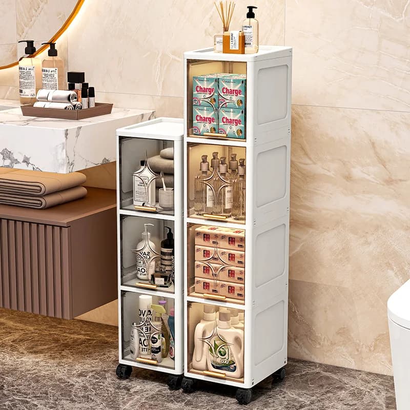 Thin tipping cabinet space saving for heavy loads, 3-5 levels, width 20 cm, for kitchen, bedroom, bathroom, living room, option 2 colors