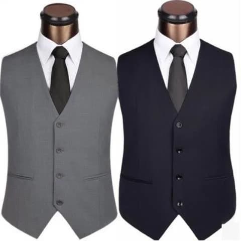 Men's Slim Fit Vest Jacket No Ironing Required New Style Large Size Korean Version Shoulder Pad Cotton 100% V-neck Button Detail