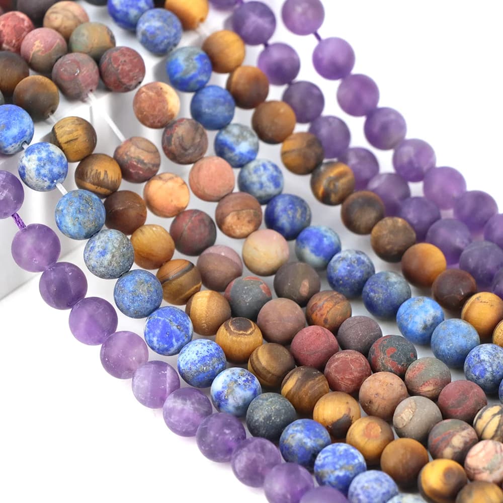 Natural Stones Matte Amazoniate Pink Zebra Diaspro Distant Round Beads loose Creation Jewelry Bracelets DIY Necklace Polished Opaque Beads
