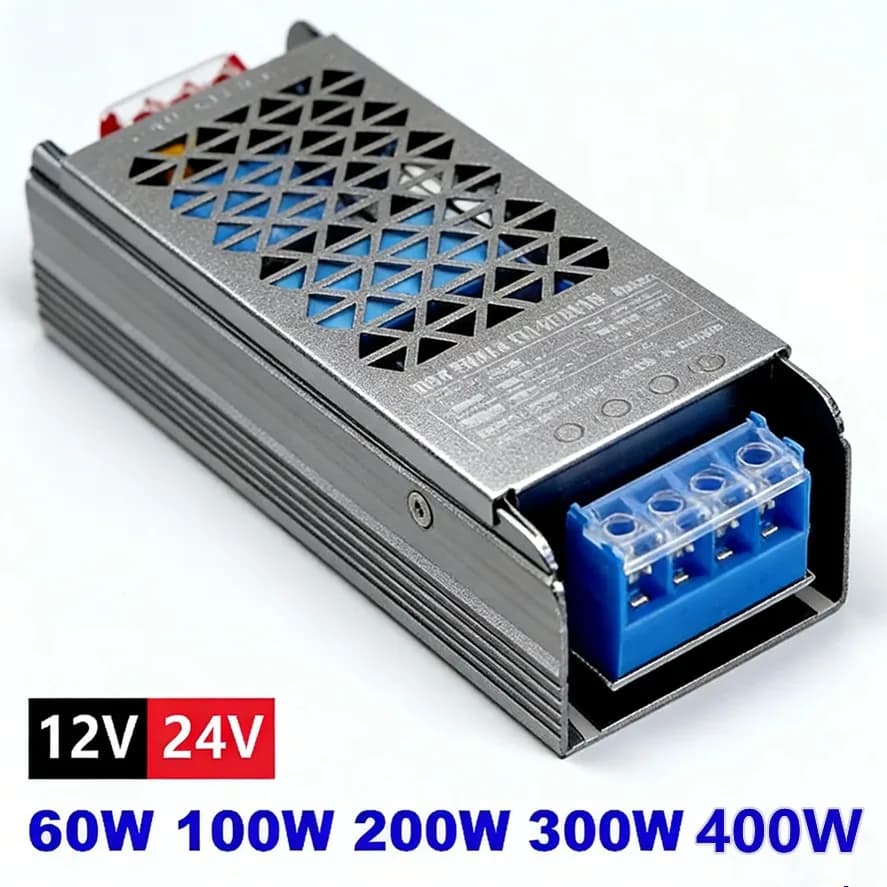 Alimentatore LED Trasformatore 12V 24V AC a DC 60W 100W 200W 300W 400W Convertitore Super Sottile per Strisce LED Lampadine LED Driver LED