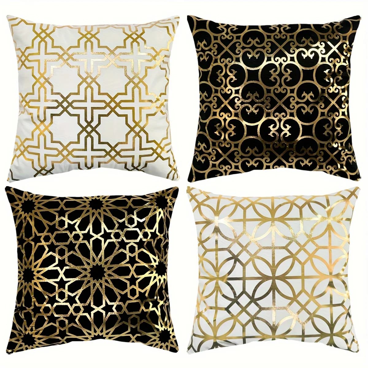 1/4 pezzi federe con motivi dorati per decorazioni per la casa eleganti fodera per cuscino del divano decorazione della camera da letto di casa