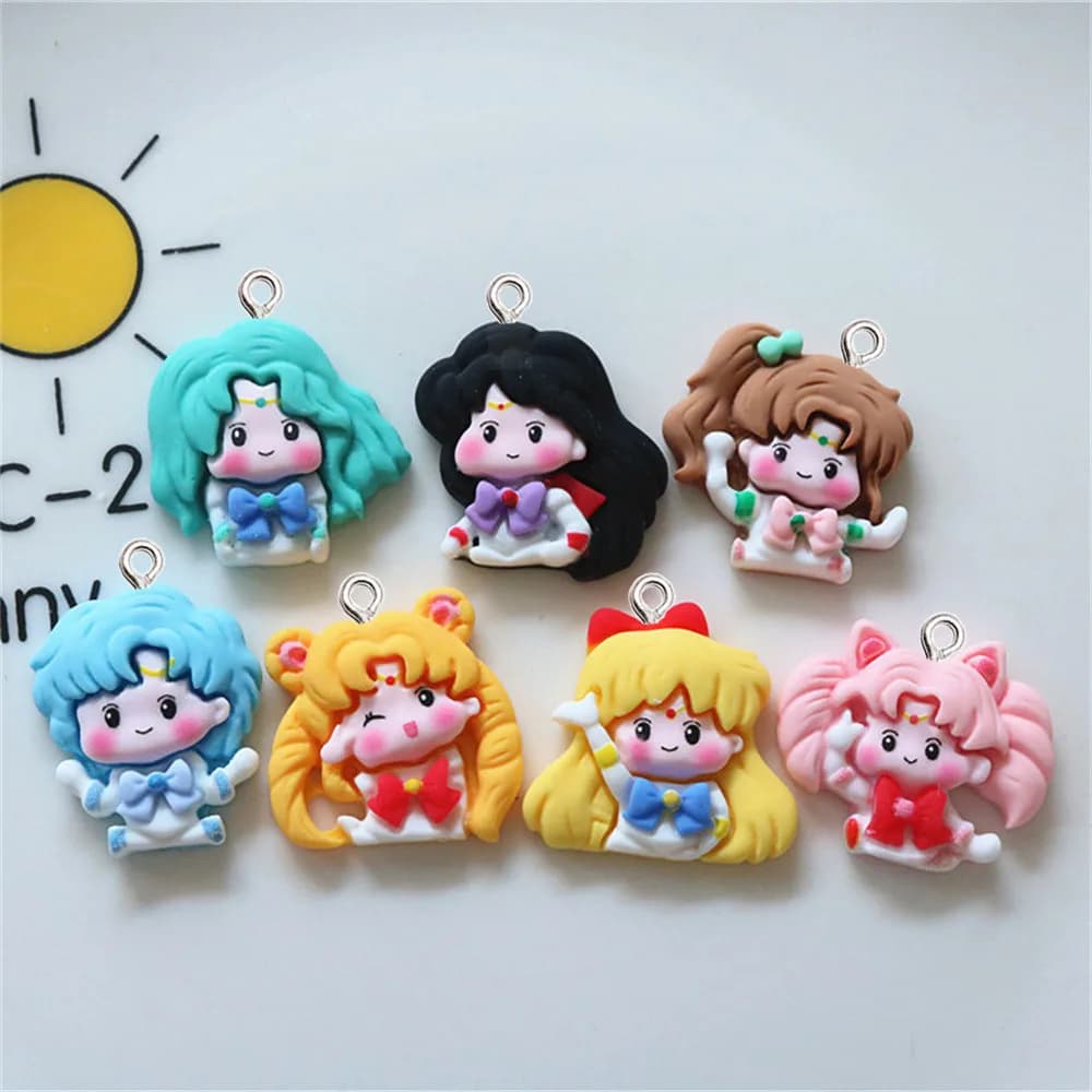 10 pezzi di cartoni animati per belle ragazze, ciondoli in resina, orecchini, braccialetti, collane, creazione di gioielli, piccoli pendenti, portachiavi, regalo, accessori fai da te