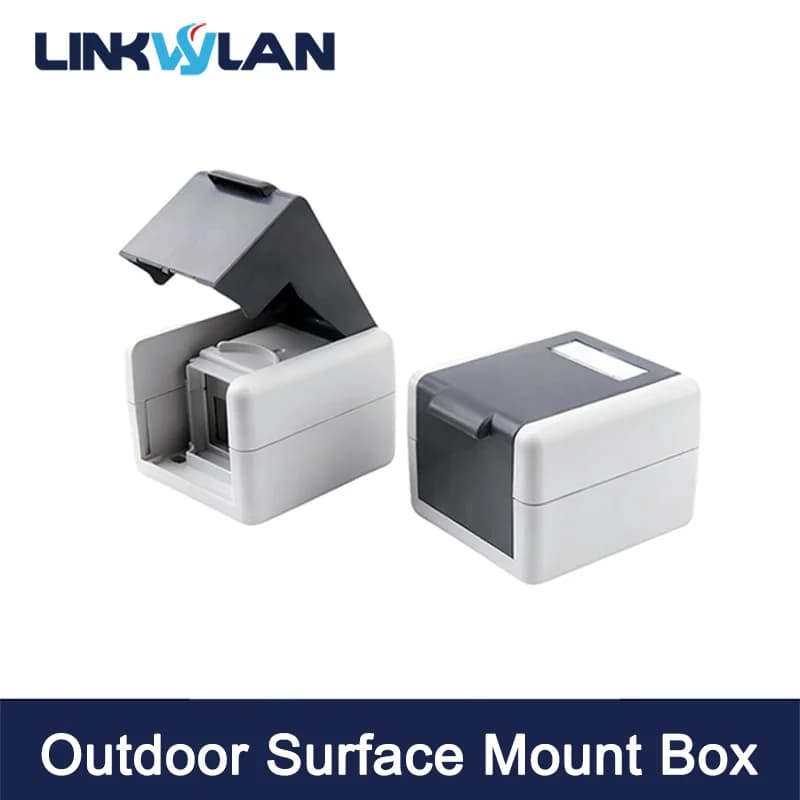 Linkwylan Outdoor Surface Mount IP44 Box for Keystone Modules Grey Moisture-proof Wall-mounted Box