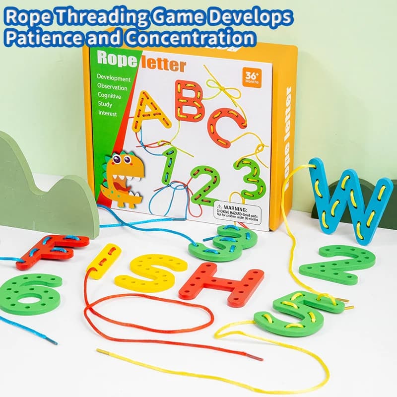 Numeri di legno alfabeti Cognize Threading Toys coltivare bambini abilità pratica giocattoli bambini Early start Puzzle Game Toys