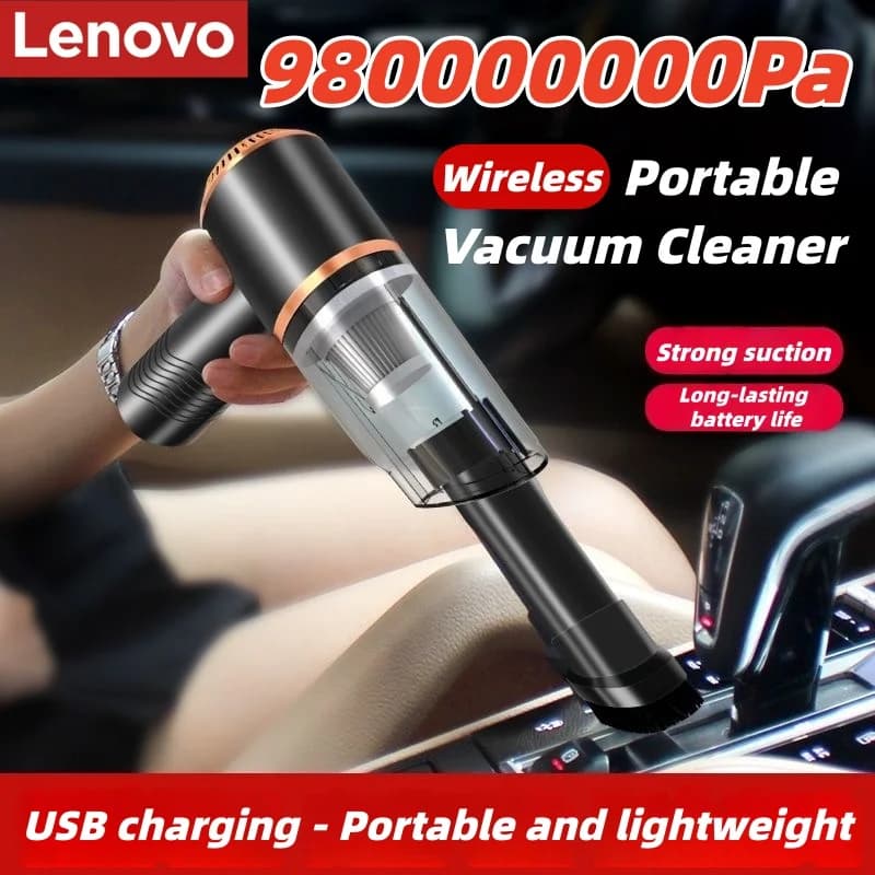 Aspirapolvere per Auto Senza Fili Lenovo 2 in 1, Aspiratore Portatile Ricaricabile ad Alta Potenza per Casa, Divano e Scrivania