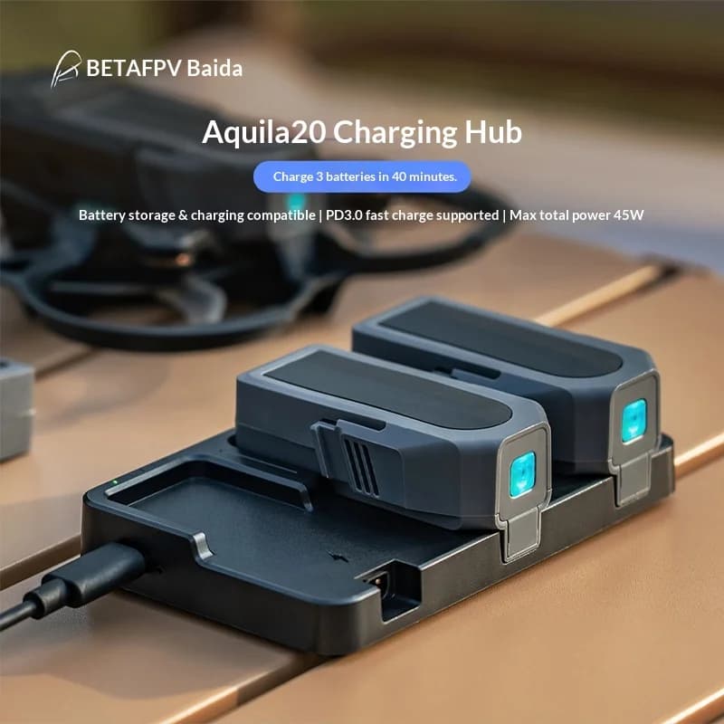 BETAFPV Aquila20 FPV Drones 45W Battery Charger PD3.0 3 Batteries 40Mins Full Charge Fast Charge&Storage For Aquila20 FPV Drone