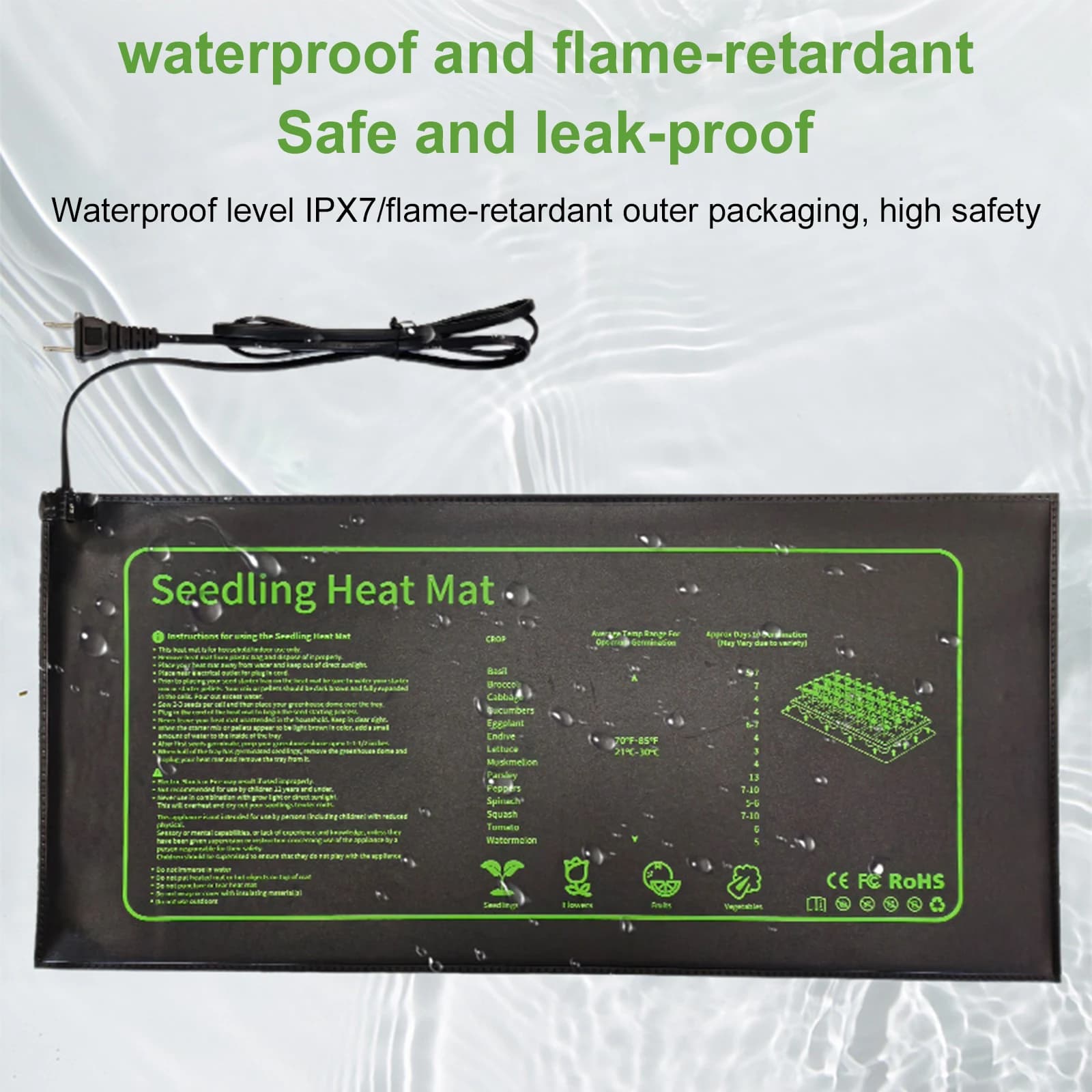 Reheating Mat for Semenzai 9.84x20.47 Pollici, Waterproof, Germination Station for Gardening Indoor/Serra, Plants and Flowers
