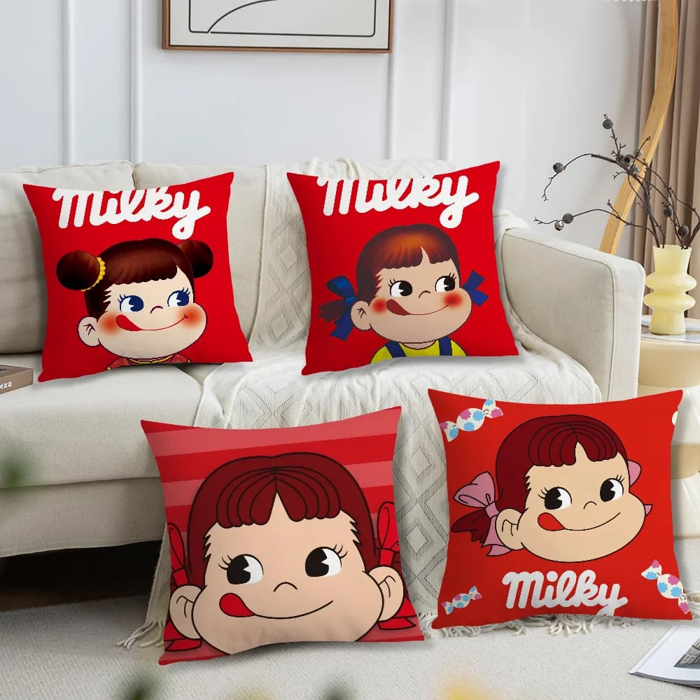 Funny Fujiya Peko Chan pillow lining for decorating sofas, home, car, cafeteria, office, simple Nordic style.