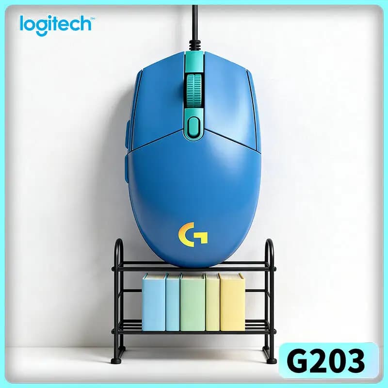 Mouse Cablato Logitech G203 LIGHTSYNC per Gaming, 8000 DPI, 16,8 Milioni di Colori RGB, 6 Pulsanti, Tensionamento Meccanico, 85g, Resistente