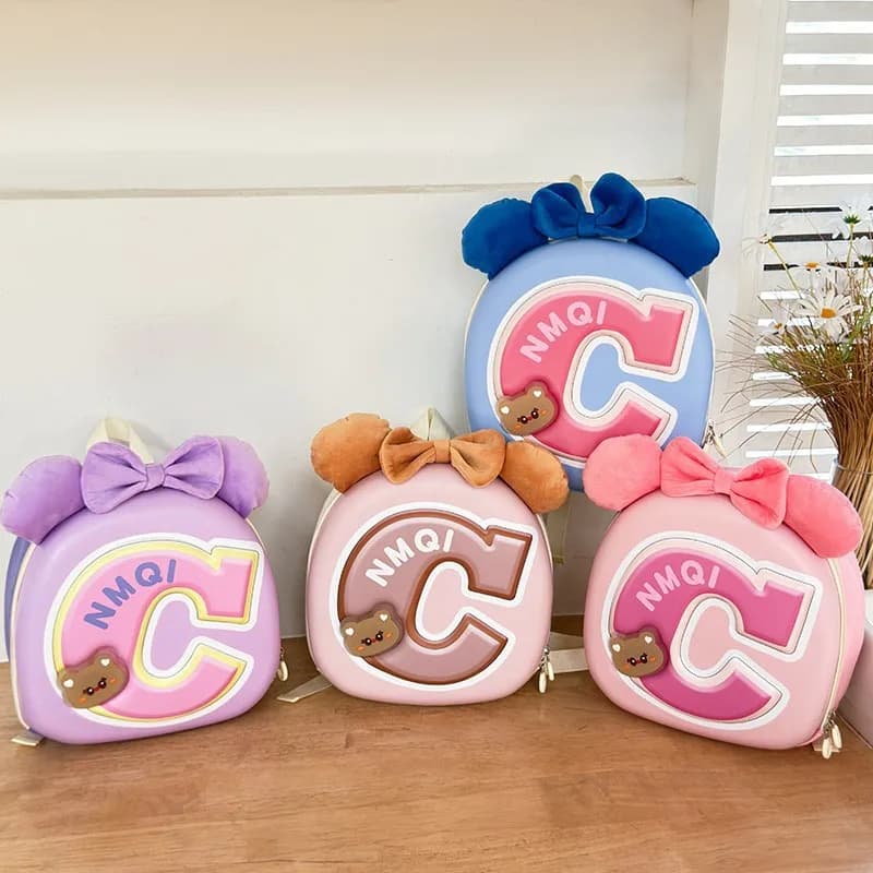 Zaino per la scuola materna in stile Kpop con fiocco, zaino carino con design a lettere personalizzate, borsa da scuola alla moda per bambini e bambine