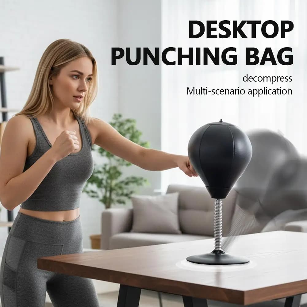 Table boxing bag with super durable suction cup, boxing ball to relieve stress, office fun, gift for friends, colleagues, adults