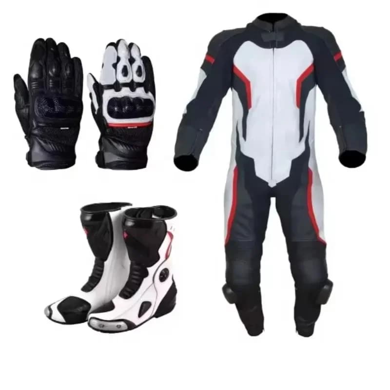 Set da moto in tessuto di nuovo design Set da giacca in pelle da moto Pantaloni Set di guanti da corsa per moto