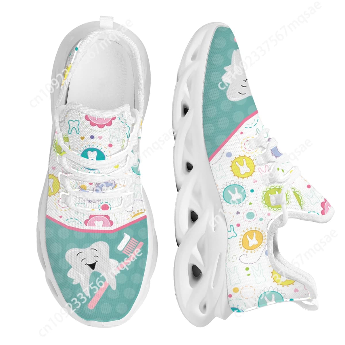 Cartoon dentista modello dente stampa scarpe vulcanizzate divertente spazzolino dentale Design Sneakers scarpa stringata leggera e traspirante
