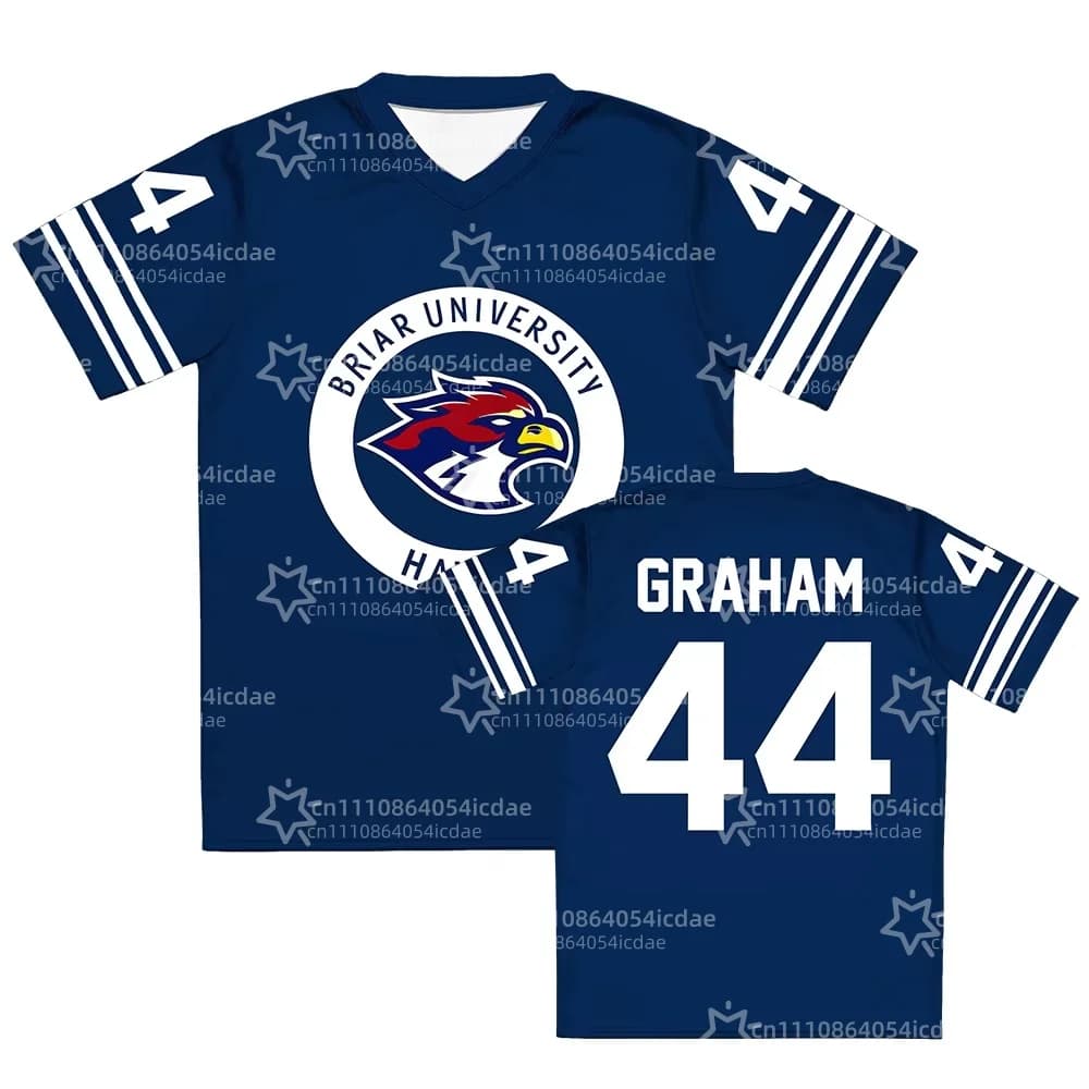 Off Campus Briar University Jersey Graham 44 22 DI LAURENTIS 66 Tucker46 T-shirt V-neck Short Sleeve Men Women Tees 3D Print