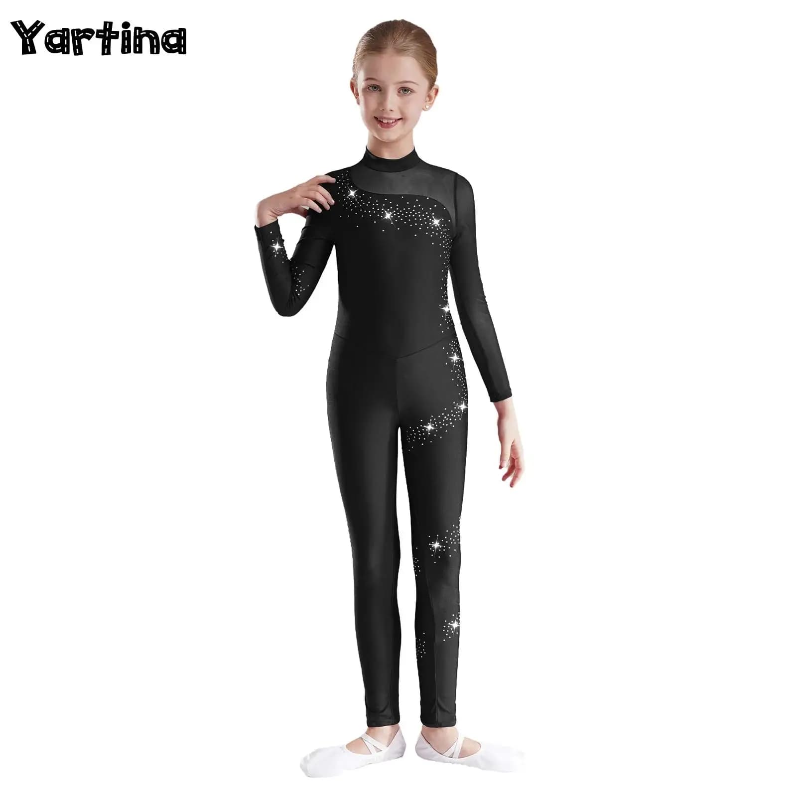 Bambini Ragazze Ginnastica ritmica Pattinaggio di figura artistico Costume Maglia da balletto Tuta intera per balletto Unitards Collant Tuta