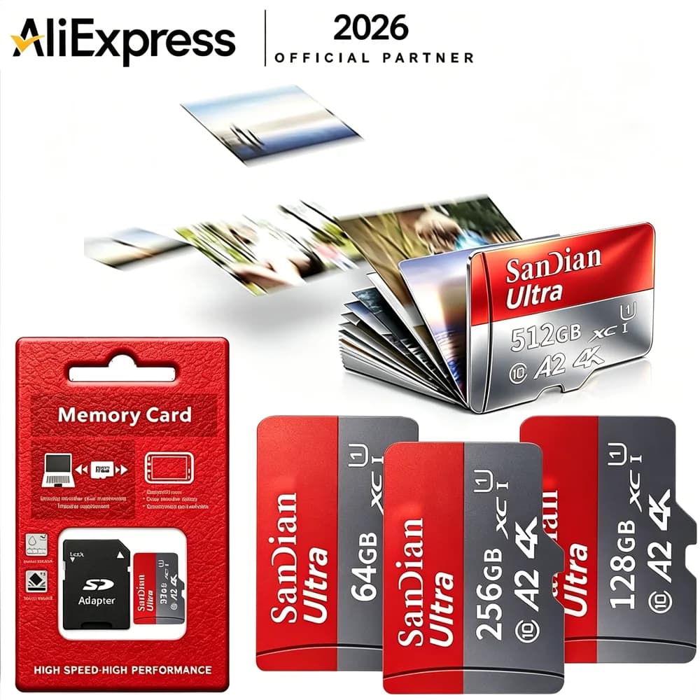 High Speed Micro SD Memory Card 64GB 128GB 512GB U3 V30 A2 Class 10 for Smartphone Gaming Tablet 4K Video Phone Storage TF Card