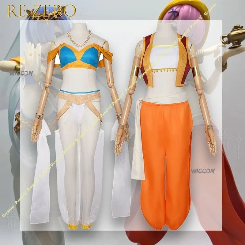 Re Zero Ram Rem Dual Female Anime Dance Costume Long Flowing Corset The Magic Lamp Cosplay Costume Costume Adults Halloween