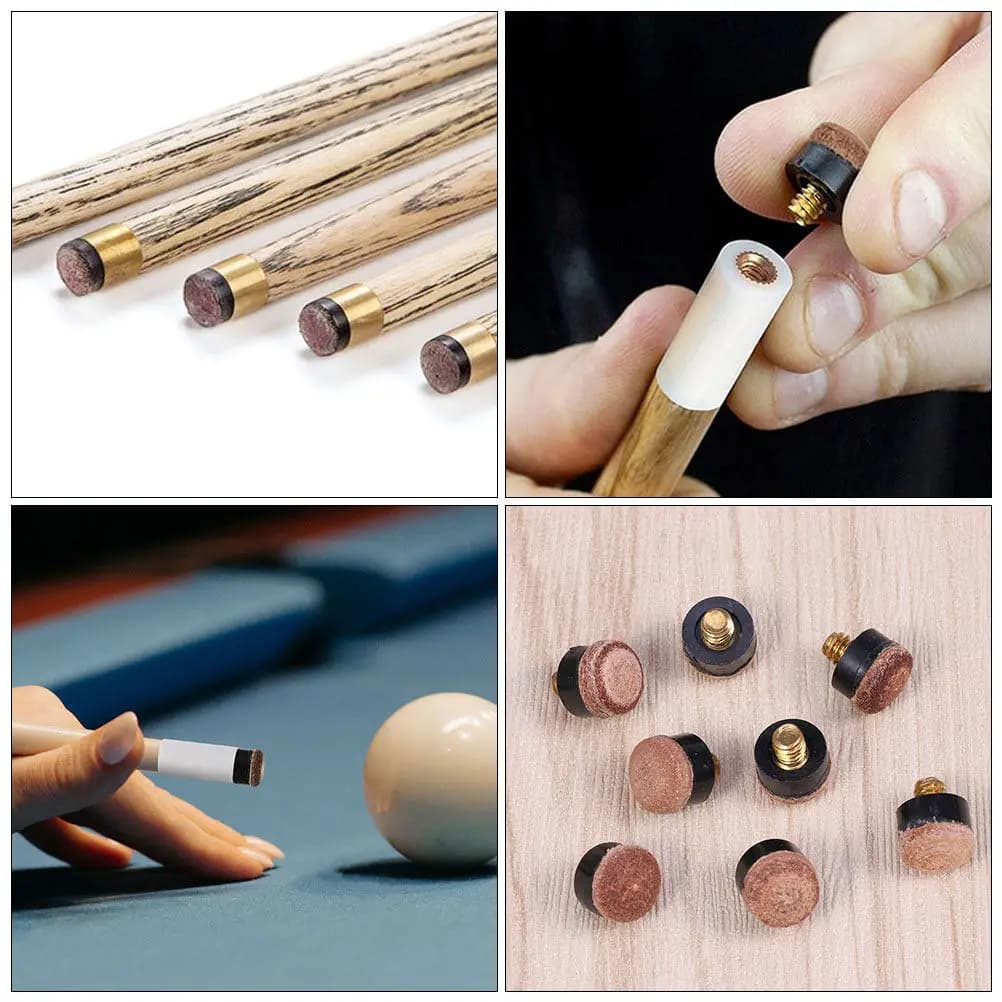 Brown High-Density PU Cue Tips for Pool Snooker Billiards Stick Replacement Kit Enhanced Grip Ball Control Long-Lasting