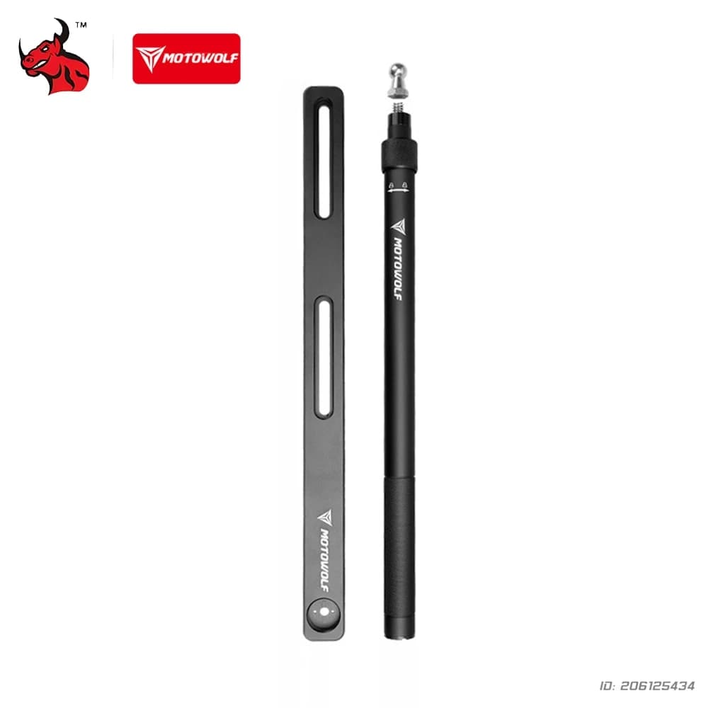 MOTOWOLF Asta Portabandiera Telescopica Rinforzata per Moto, Supporto Decorativo Posteriore in Lega di Alluminio, Regolabile e Resistente