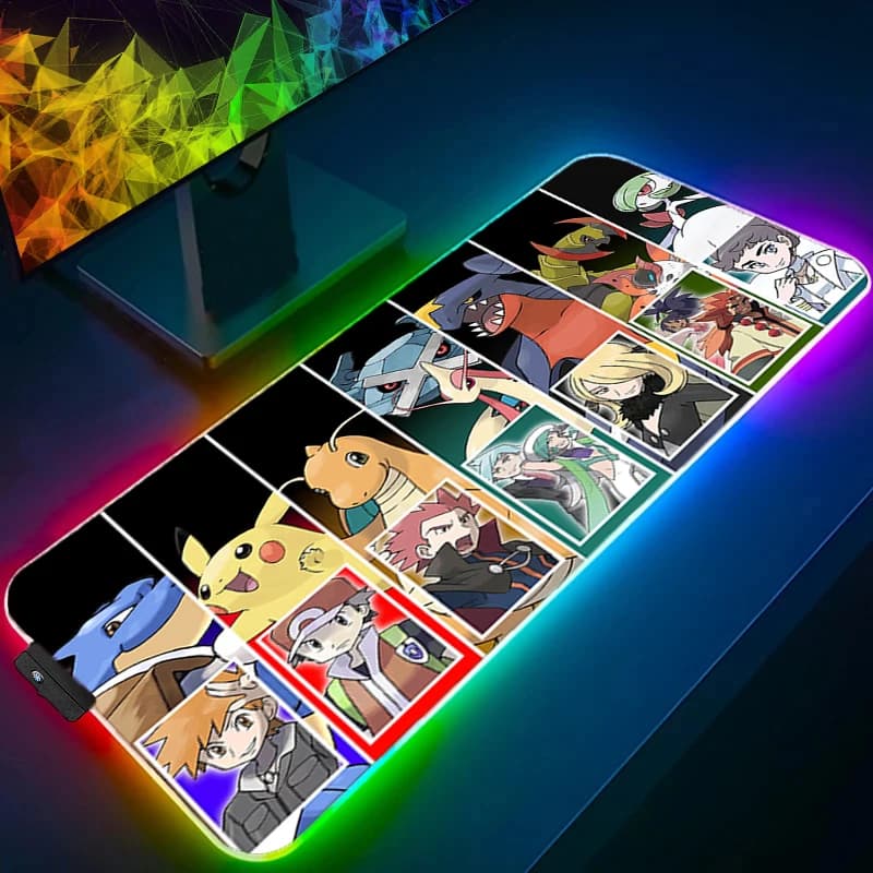 Tappetino per mouse RGB P-Pokemon 90x40cm Accessori da gioco PC Gamer xxl Lock Edge Tappetino per scrivania per computer Tappetino per mouse per tastiera LED Varmilo