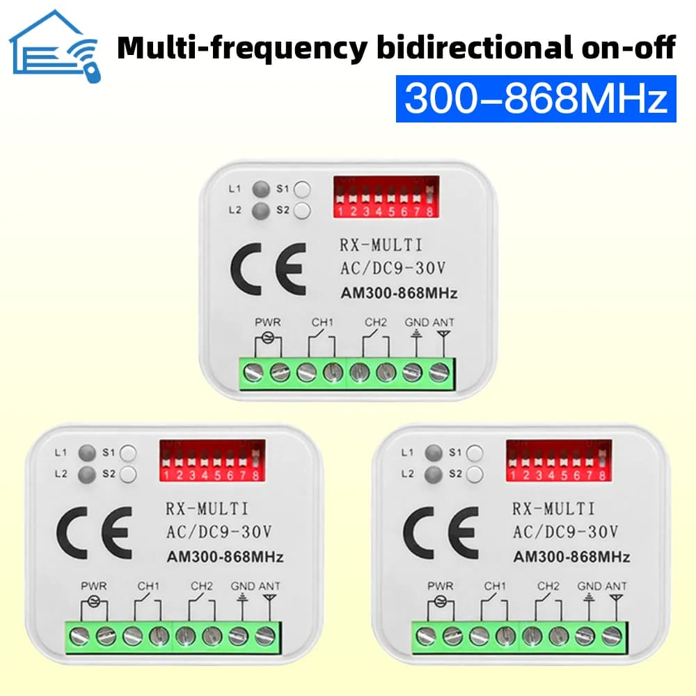 Remote Control Switch Receiver 300-868MHz 433MHz Receiver Universal AC/DC 9-30V For Garage Door Control Garage Command
