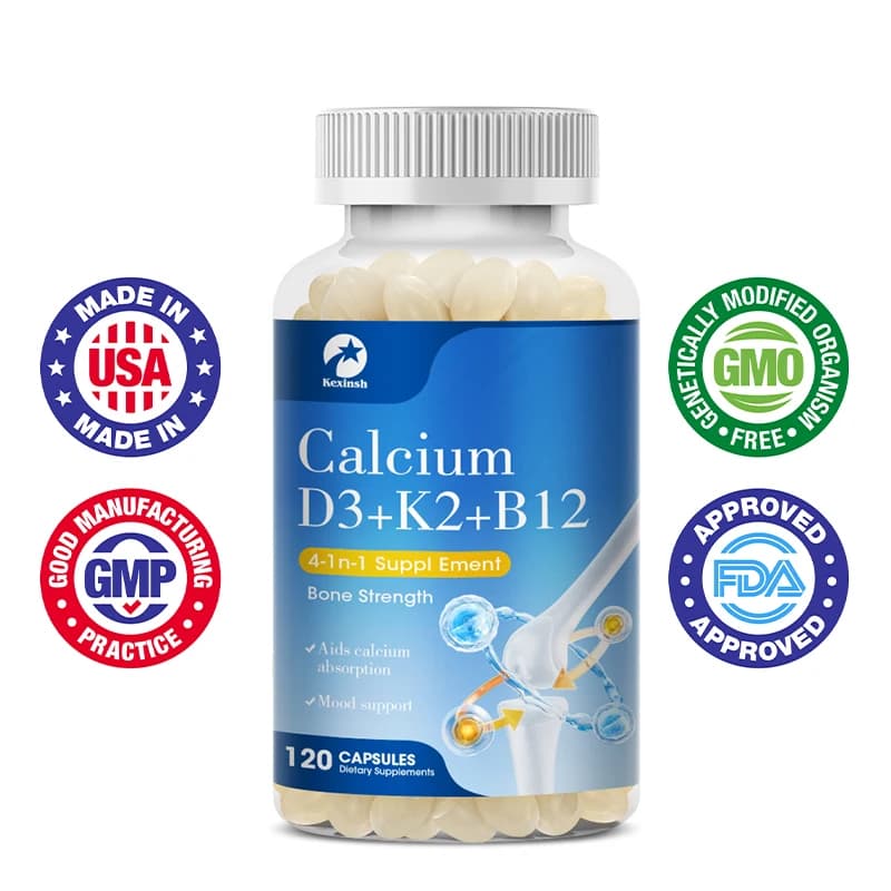 Kexinsh Vitamin D3K2 Capsules Vb12 Calcium Support Calcium Absorption Bone teeth Heart Brain joint health Immune function