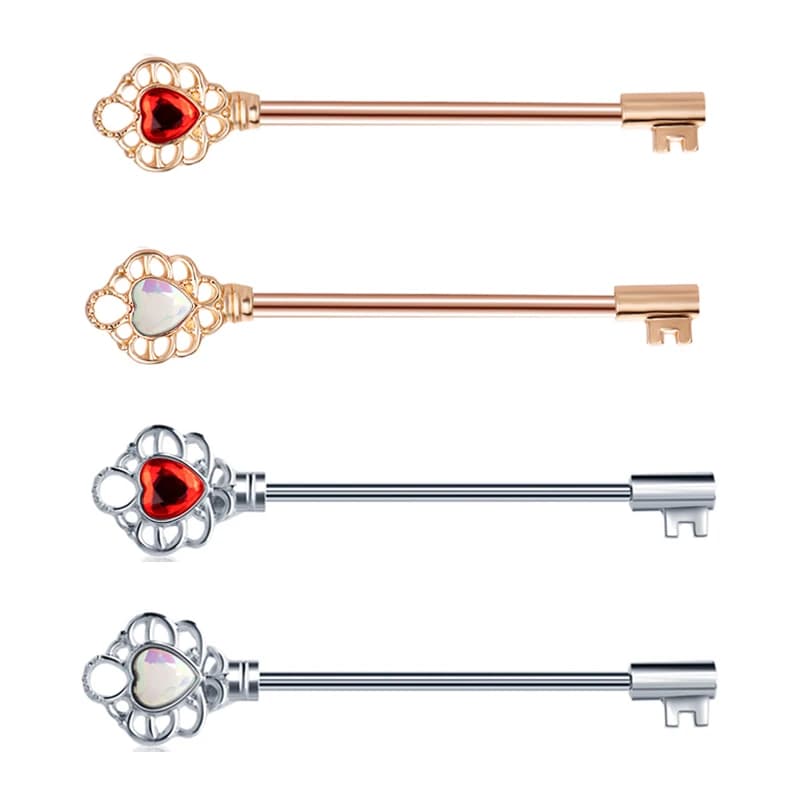 Stainless Steel Industrial Barbells With key Shape Arrow Ear Piercing Body Jewelry Rose Gold Silver earrings wholessales earring