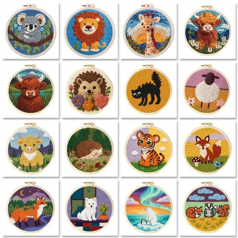 GATYZTORY Punch Needle Frame Interior Embroidery Needles Animal Punch Needle Kits Adults Beginner Handiwork Art Diy Making Kits
