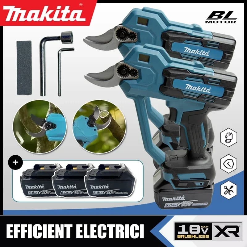 Forbici Elettriche Senza Spazzole Makita per Potatura, Compatibili con Batteria 18V, Attrezzo per Potare Alberi e Bonsai