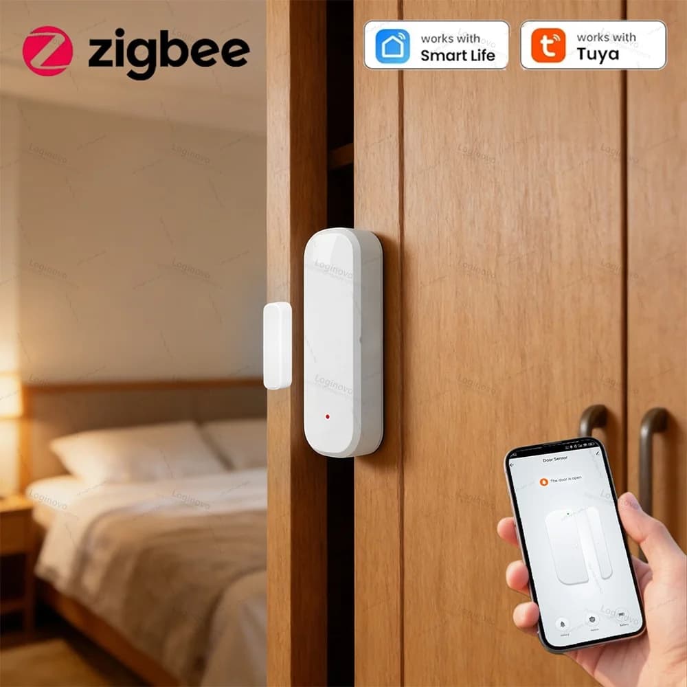 Tuya Zigbee Sensore porta Sensore di contatto finestra Smart Home Rilevatore aperto chiuso Allarme Protezione di sicurezza per Smart Life Z2M