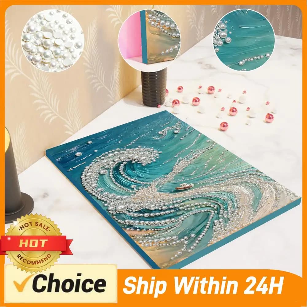 Fa-da-Te Artistic Kit for Painting with Pearls with Frame, Squares with Pearls and Gems 30x40cm for Adults/Princers, Gift and Home Decoration