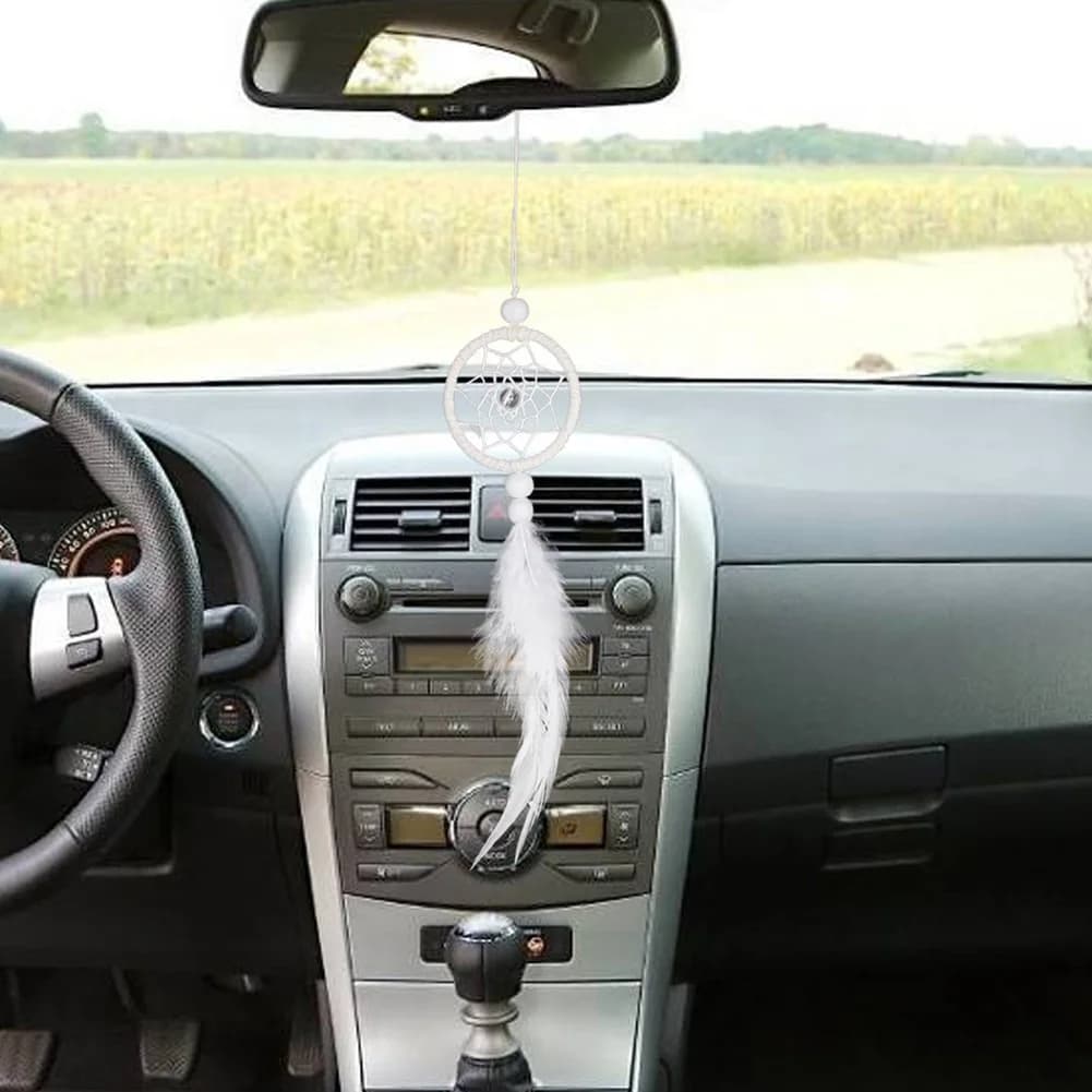 Dream Catcher Car Pendant Home Wall Hanging Adornment Pure White Handmade Dreamcatcher Gifts Romantic Car Interior Accessories