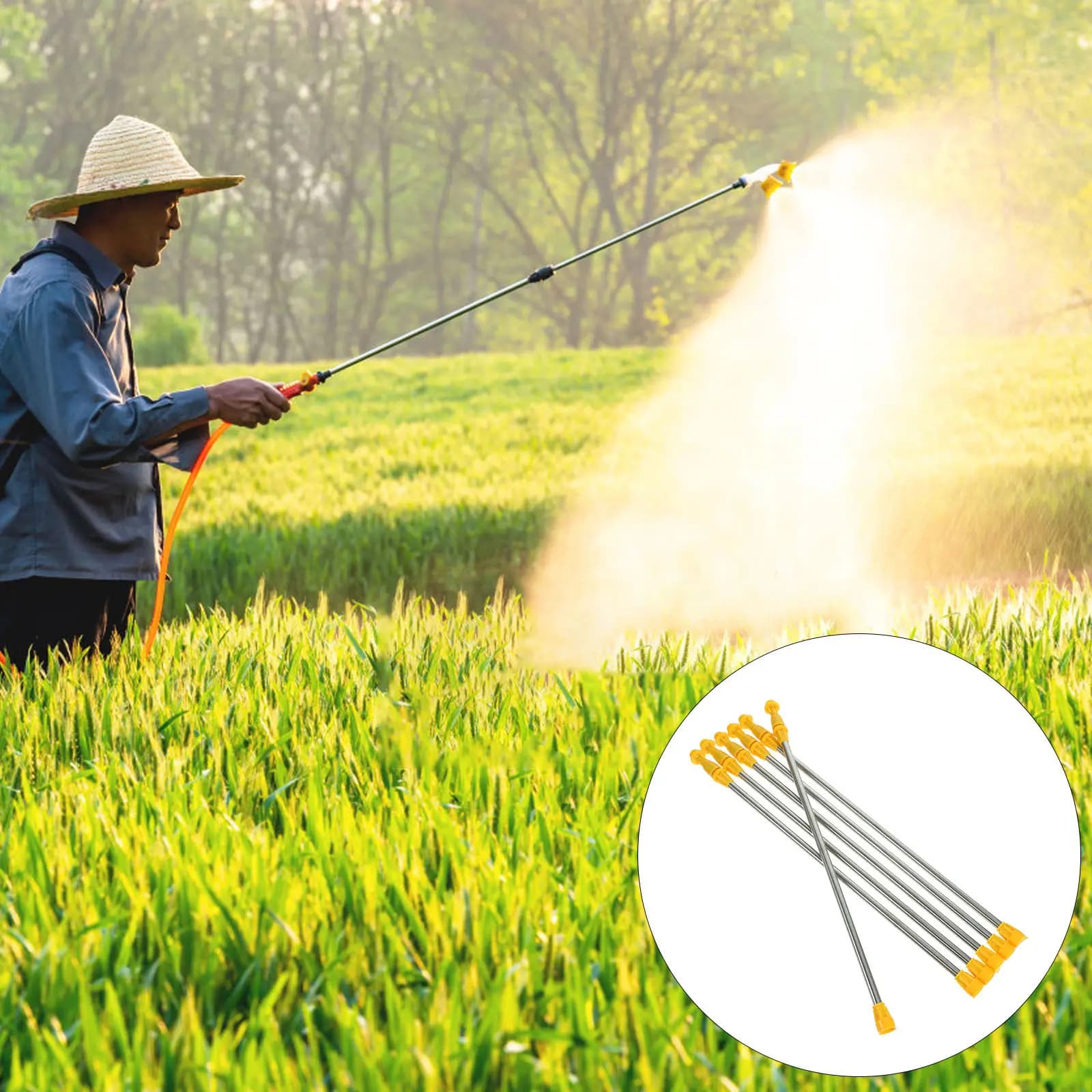 Set of 6 Stainless Steel Spraying Rods, Garden Pipe Extension, for Agricultural Irrigation and Plant Watering, Easy to Use