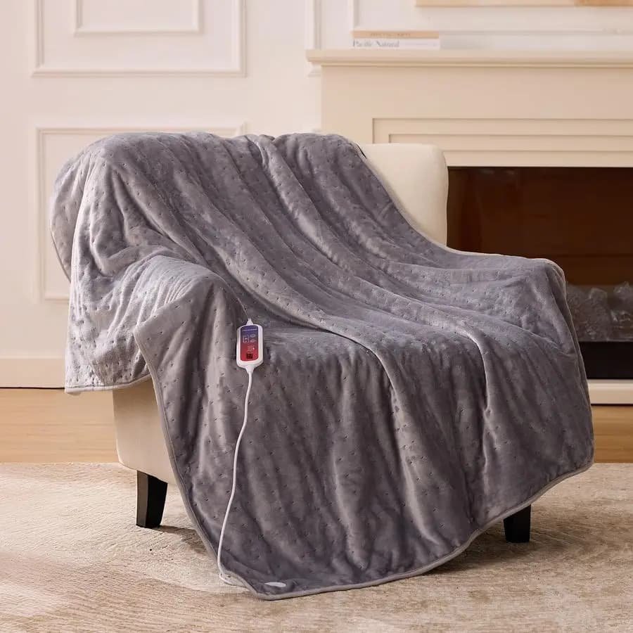 Coperta Elettrica 62x84 Misura Singola, Coperta Termica con 6 Livelli di Riscaldamento e Timer di Spegnimento Automatico da 112 Ore, Morbido Pile in Flanella