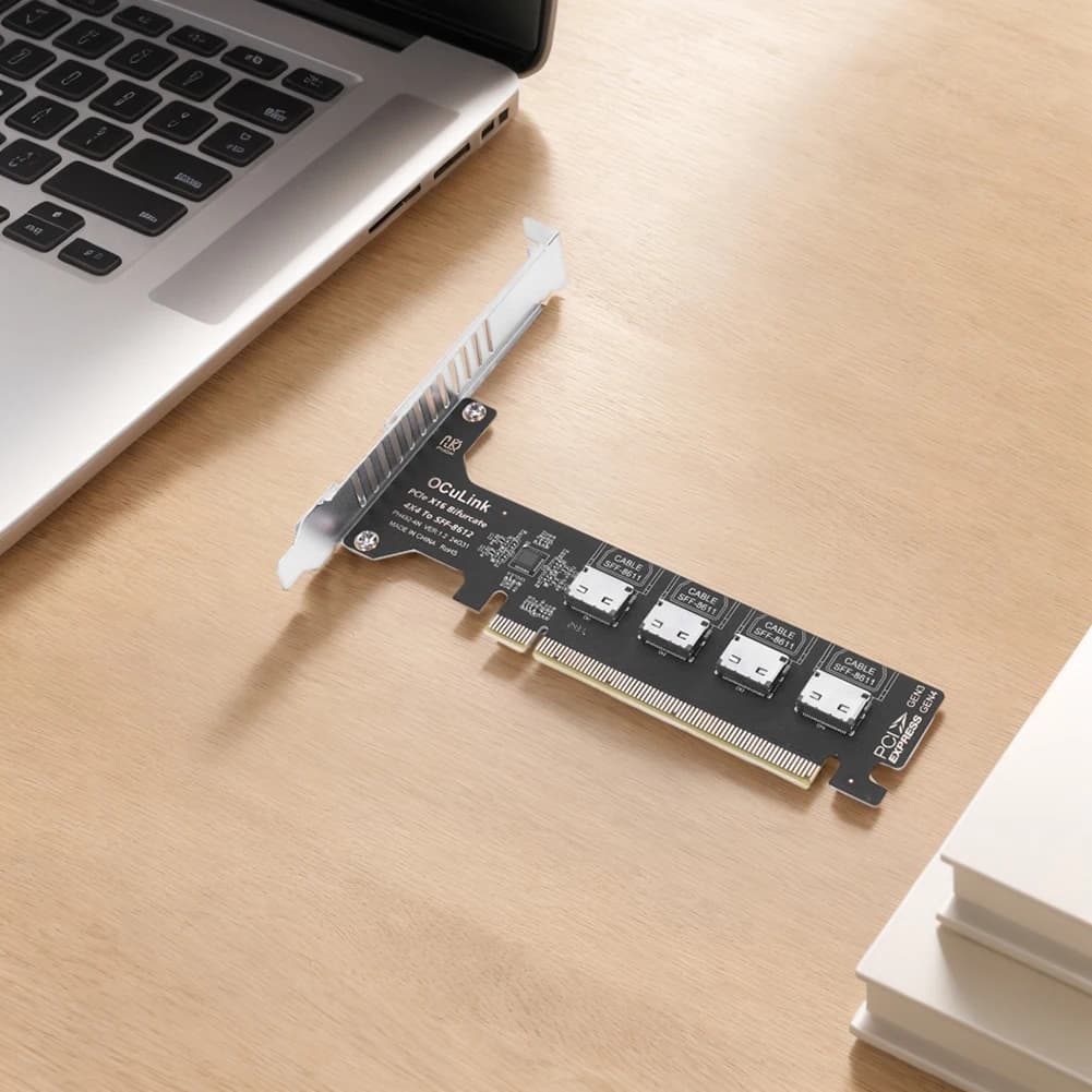 Scheda di Bifurcazione PCI-Express 4.0 16x PCIE Staccabile a 1/4 Oculink per Dock Scheda Grafica Esterna EGPU SSD U.2