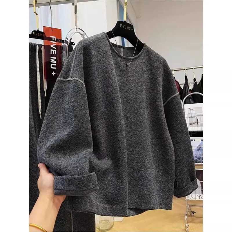 Felpa con cappuccio da uomo ampia e comoda di grandi dimensioni 300 Pou Autunno Inverno Casual Top allentato in fibra di poliestere ex
