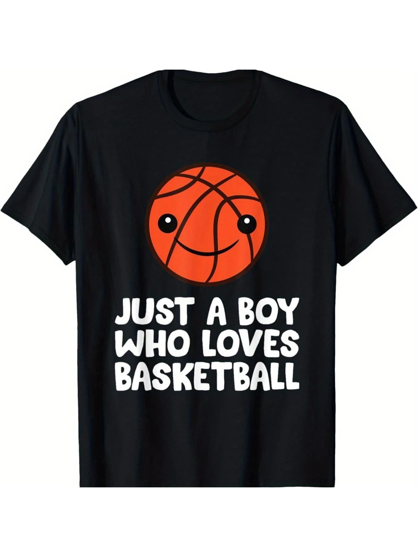 Just A Boy Who Loves Basketball T-shirt a maniche corte da uomo e da donna, girocollo nero