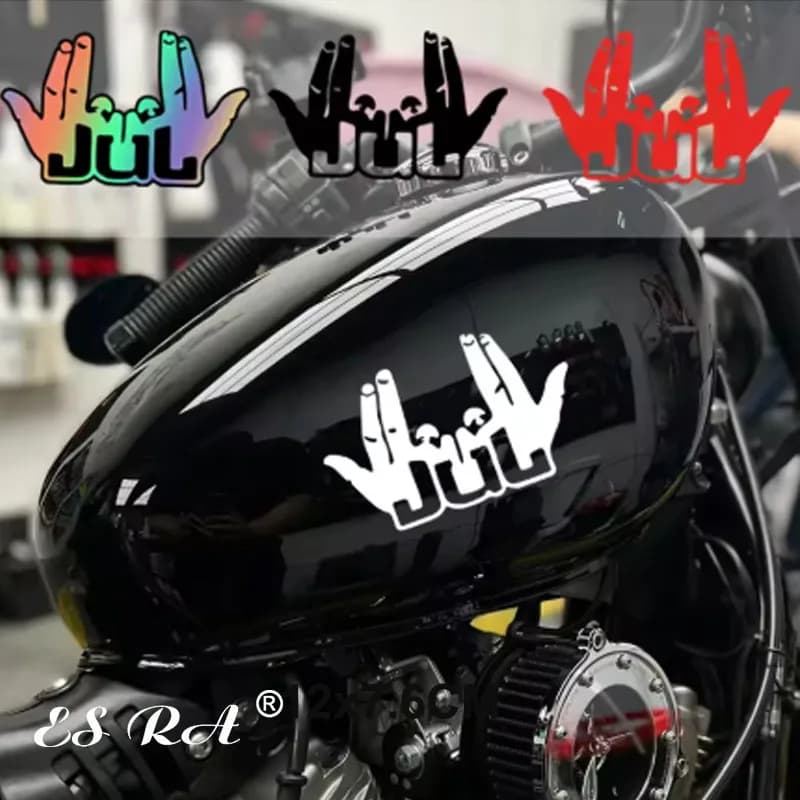 JUL Finger Adesivi moto creativi Divertimento JDM Decalcomanie riflettenti personalizzate Triangolo Finestra Copertura motore Adesivi impermeabili